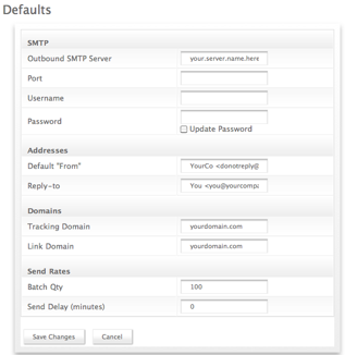 Configure LEAP5 Email Broadcast Defaults